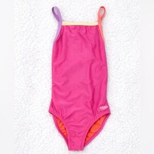 Speedo Girls One-Piece Swimsuit | Bright Pink & Orange | Size 28